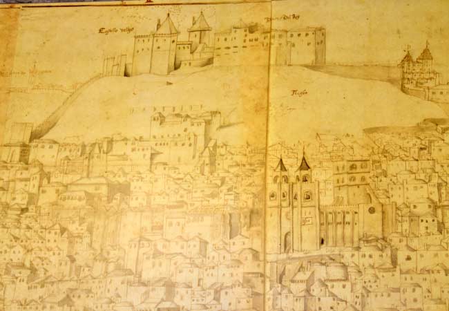 Le dessin de Lisbonne avant le tremblement de terre dans le Nucleo Museologico
