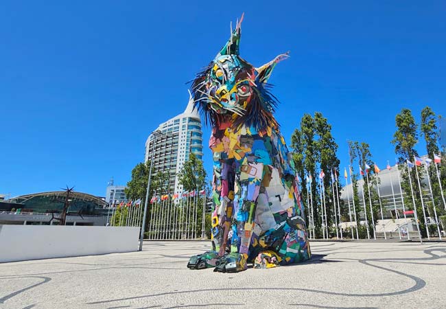 Statua rysia iberyjskiego (Lince Ibérico) w Parque das Nações