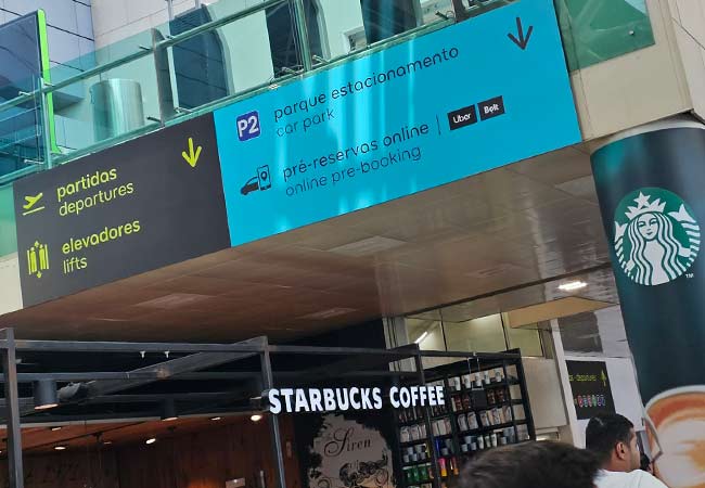 Lisbon airport Uber Bolt pick-up area