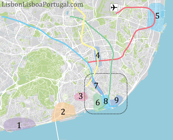 Where to stay in Lisbon  map